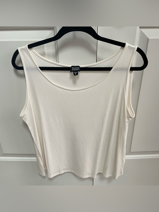 Eileen Fisher Tops - Eileen Fisher 100% Silk Cream Neutral Scoop Neck Tank Top Layering Summer Staple